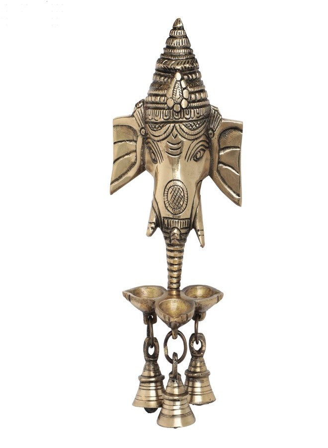 D Brasso Premium Brass Ganesha Wall Hanging Diya with Bells - Antique Finish Oil Lamp for Pooja Room, Mandir & Temple Décor | Traditional Diwali Gift Item (650 Grams) - Image 1